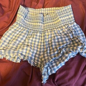 Rewash Blue and White Gingham High Waist Shorts